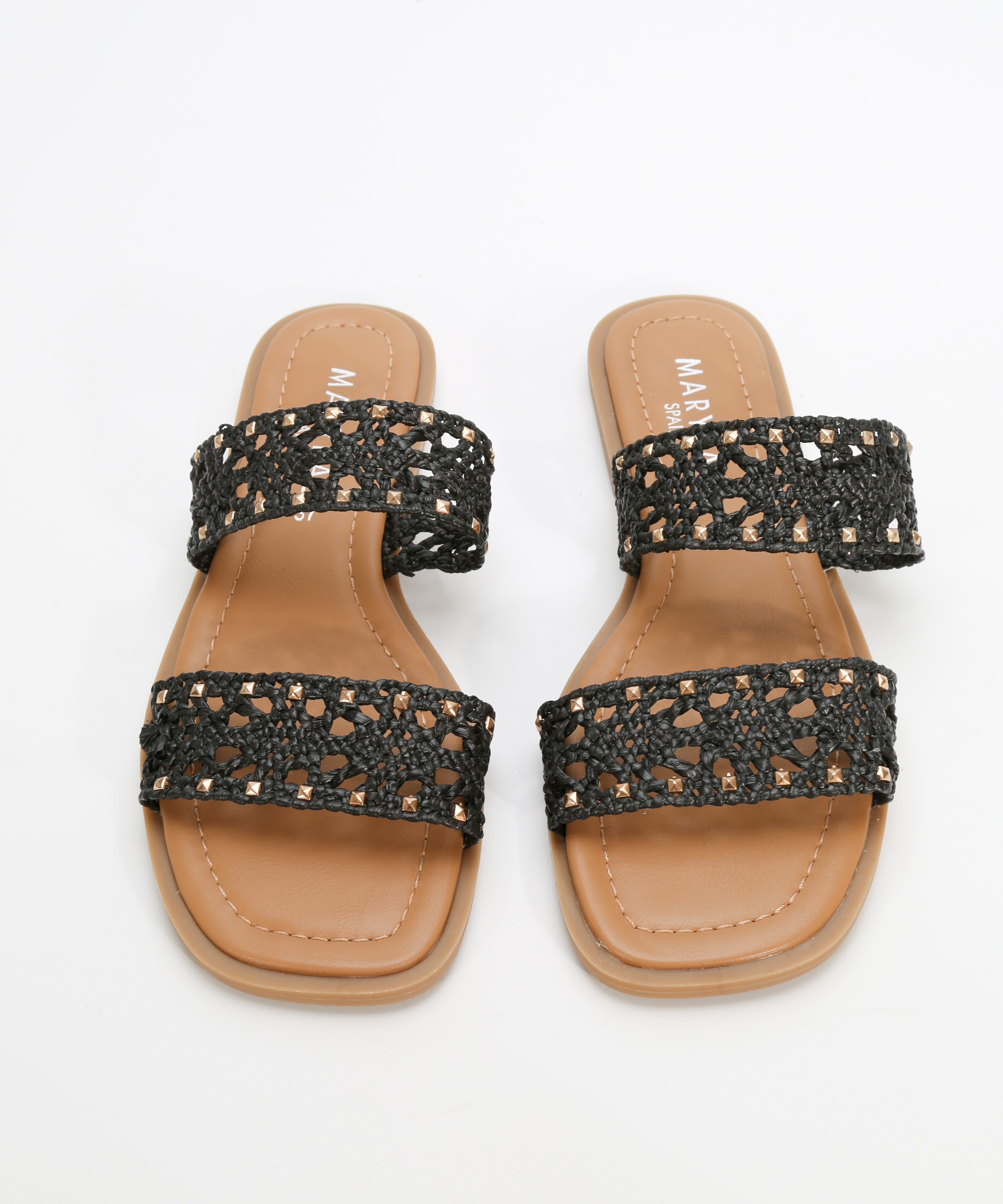Sandalias planas rejilla tachas image number null
